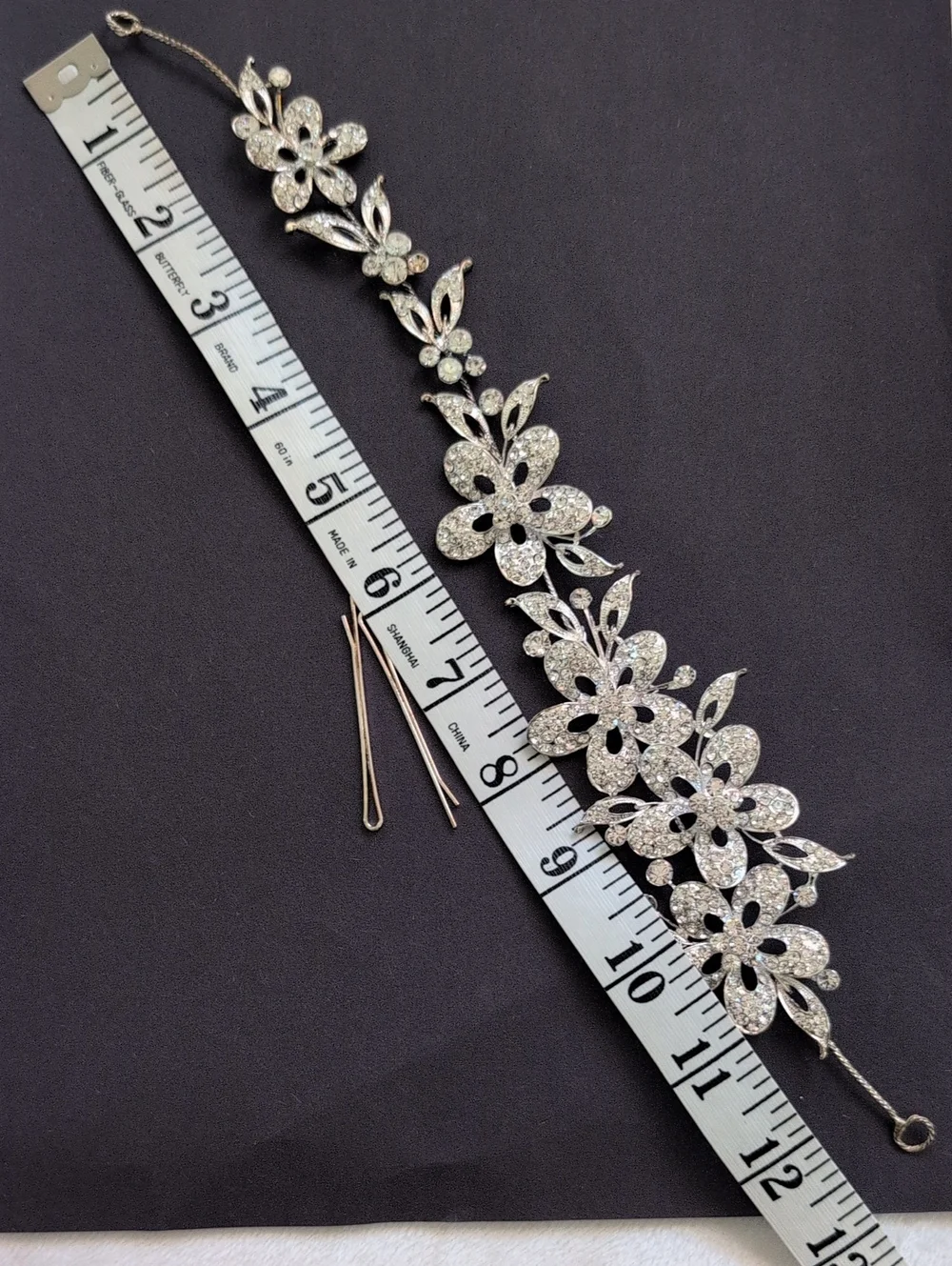 Silver Floral Crystal Hair Vine - Women Accessories